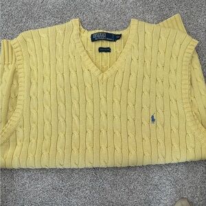 Ralph Lauren Yellow Cable Knit V-Neck Sweater Vest